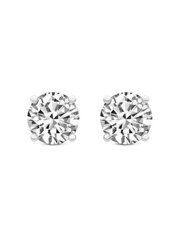 Amy and Annette Sterling Silver Stud Earrings with Simulated Diamonds