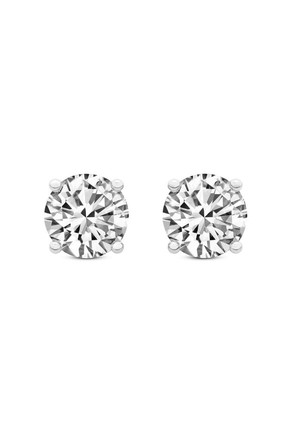 Sterling Silver and 4.00 Simulated Diamond Round Stud Earring