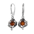 thumbnail image 1 of Sterling Silver and Baltic Amber French Leverback  Amber Burdock Earrings, 1 of 5