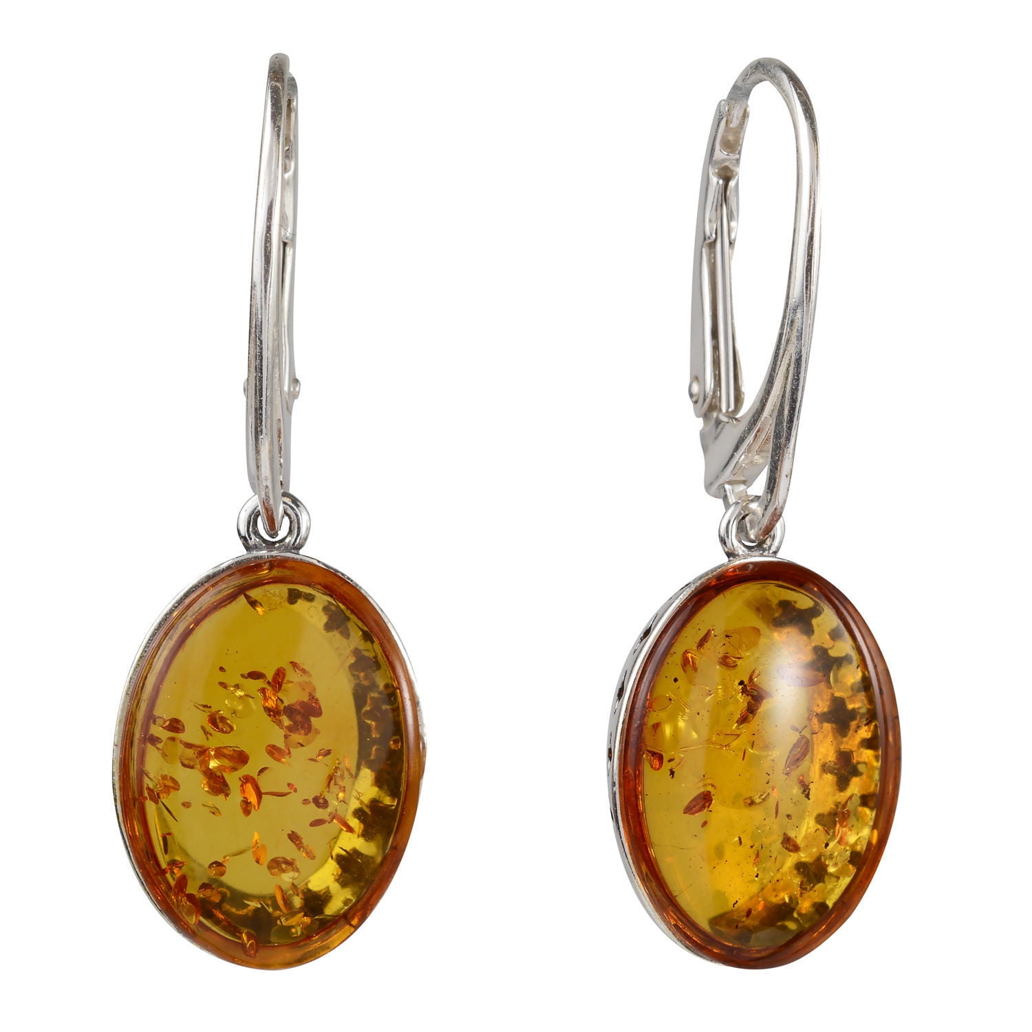 HOLIDAYGIFTSHOPS Sterling Silver and Baltic Amber French Leverback Honey Amber Oval Earrings "Alaina"