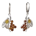 thumbnail image 1 of Sterling Silver and Baltic Amber French Leverback Honeycomb Bee Earrings, 1 of 6