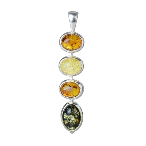 "Anna" Multicolor Baltic Amber Pendant in Sterling Silver