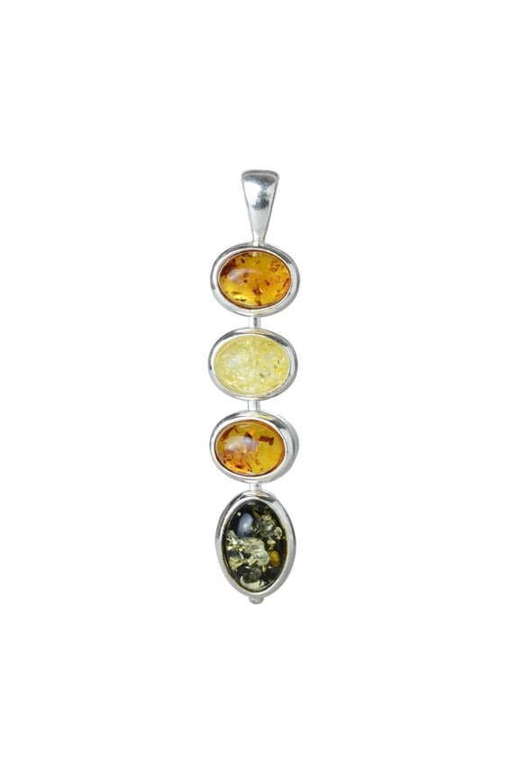 Sterling Silver and Baltic Multicolored Amber Pendant "Anna"
