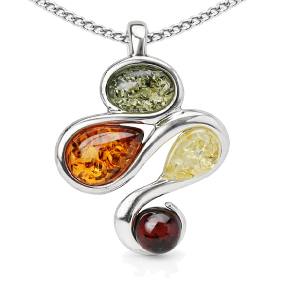 Baltic Honey Amber Pendant Necklace in Sterling Silver