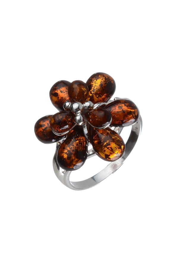 Sterling Silver and Baltic Amber Ring "Alexa"