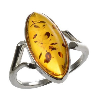 Sterling Silver and Baltic Green Amber Sun Ring - Walmart.com