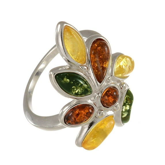 Sterling Silver and Baltic Amber Ring "Claudette"