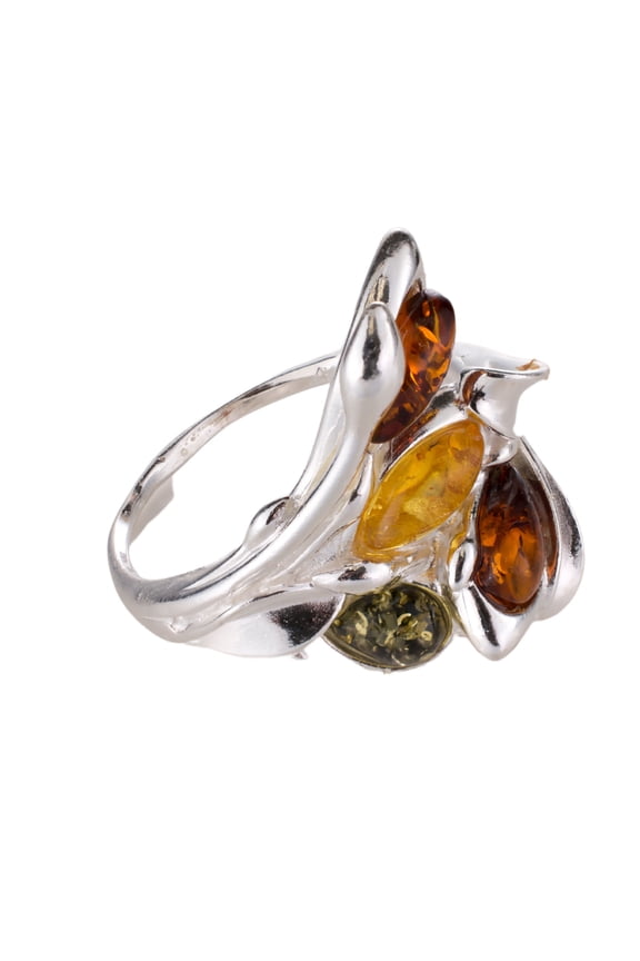 Sterling Silver and Baltic Multicolored Amber Ring "Layla"