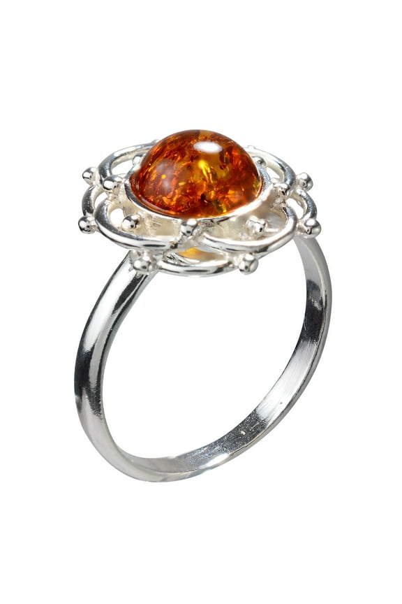 Sterling Silver and Baltic Amber Ring "Makalya"
