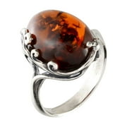 HOLIDAYGIFTSHOPS Sterling Silver and Baltic Cherry Amber Ring "Dana"