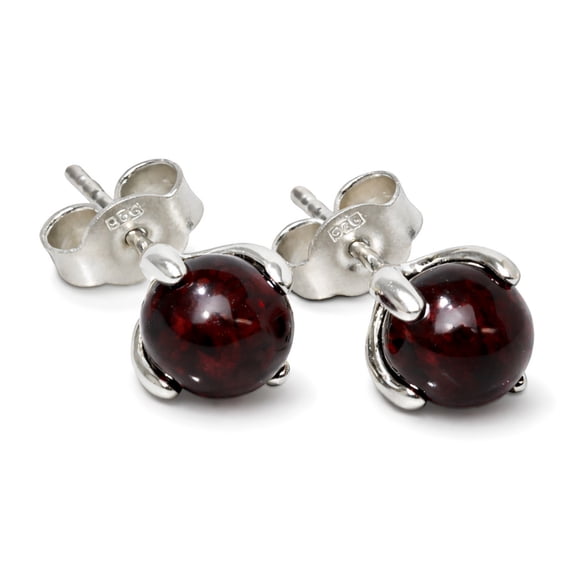 "Sadie" Cherry Baltic Amber Earrings in Sterling Silver
