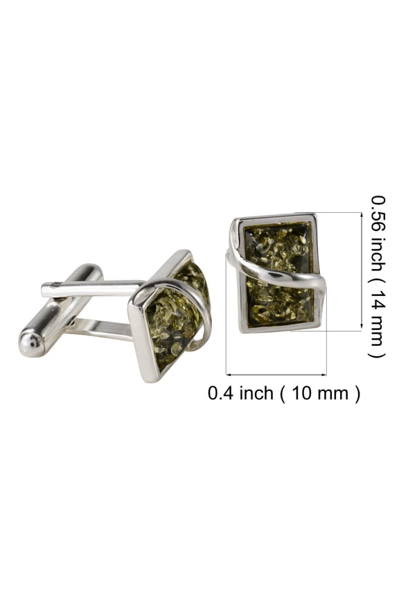 Sterling Silver and Baltic Green Amber Cufflinks