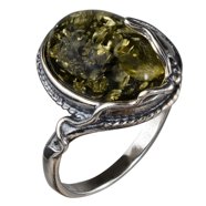 Sterling Silver and Baltic Green Amber Sun Ring - Walmart.com