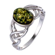 Sterling Silver and Baltic Honey Amber Sun Ring - Walmart.com