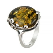 HOLIDAYGIFTSHOPS Sterling Silver and Baltic Green Amber Ring "Dana"