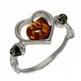 thumbnail image 1 of Sterling Silver and Baltic Green and Honey Amber Ring "Loving Heart", 1 of 6
