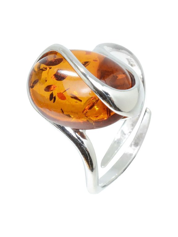 "Sunshine" Baltic Honey Amber Adjustable Ring in Sterling Silver