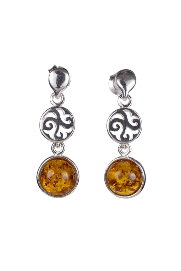 Sterling Silver and Baltic Honey Amber Earrings "Agatha"