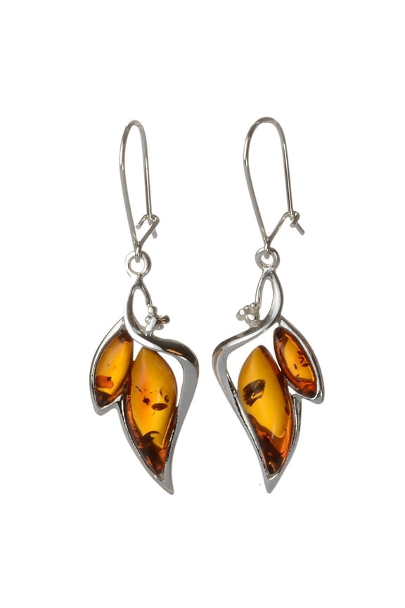 Sterling Silver and Baltic Honey Amber Earrings "Charlotte"