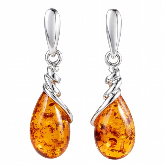 Genuine Baltic Honey Amber Eleanor Drop Earrings in 925 Sterling Silver  Teardrop Post Back Earrings for Women