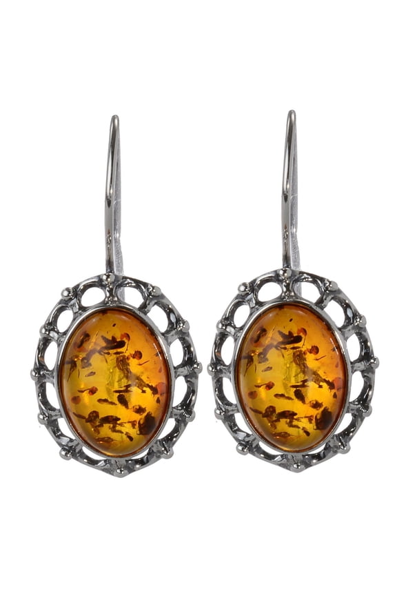 Sterling Silver and Baltic Honey Amber Fish Hook Earrings "Lisa"