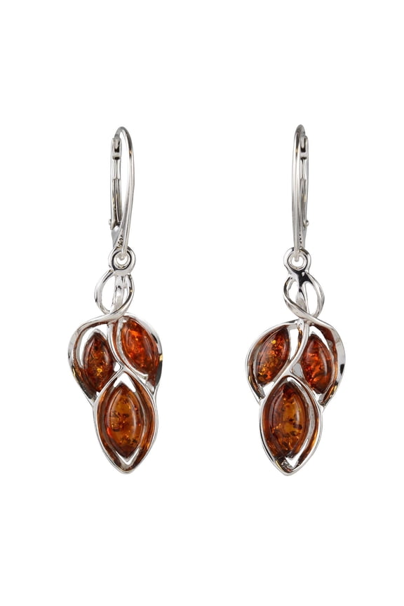 Sterling Silver and Baltic Honey Amber French Leverback Earrings "April"
