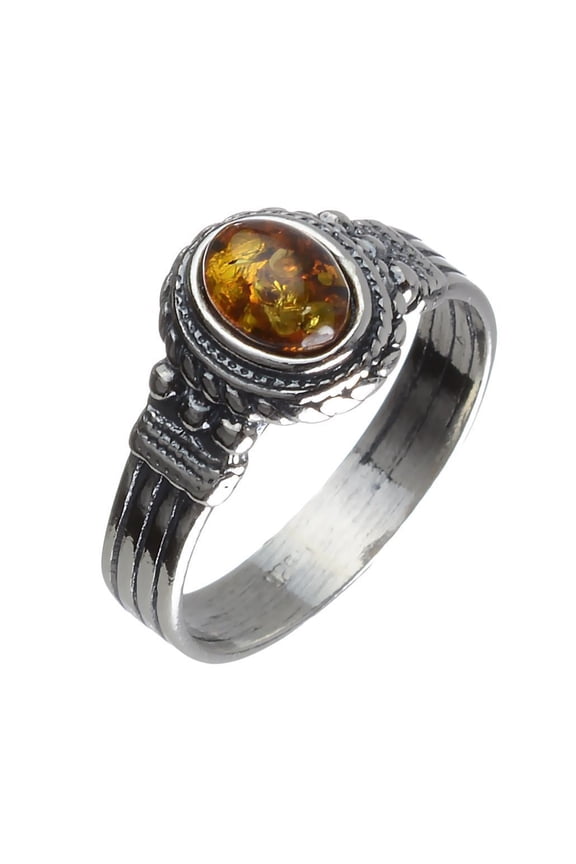 Baltic Honey Amber Ring in Sterling Silver