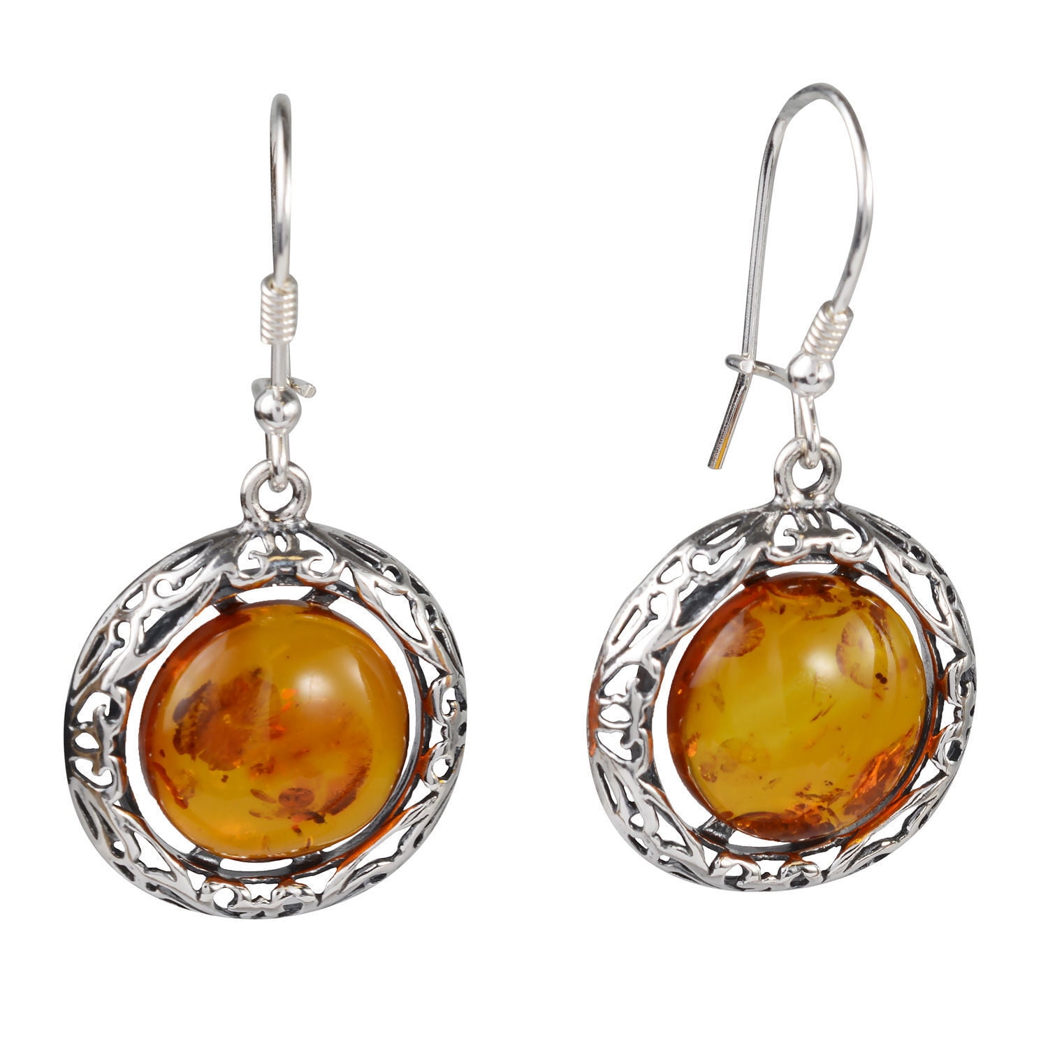 HOLIDAYGIFTSHOPS Sterling Silver and Baltic Honey Amber Kidney Hook Earrings "Isadora"