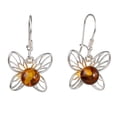 thumbnail image 1 of Sterling Silver and Baltic Honey Amber Kidney Hook  Earrings Lady Butterfly, 1 of 6