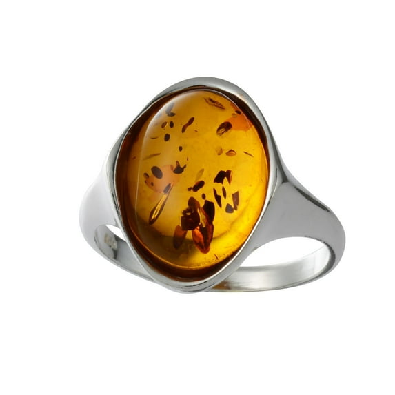 Sterling Silver and Baltic Honey Amber Ring "Abigail"