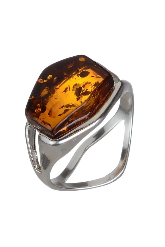 Sterling Silver and Baltic Honey Amber Ring "Ambra"