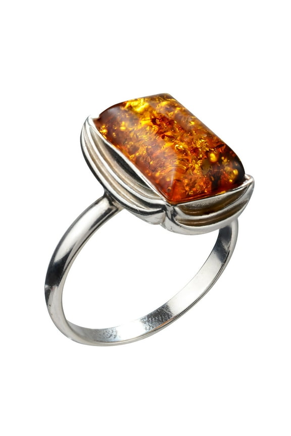 Sterling Silver and Baltic Honey Amber Ring "Cora"