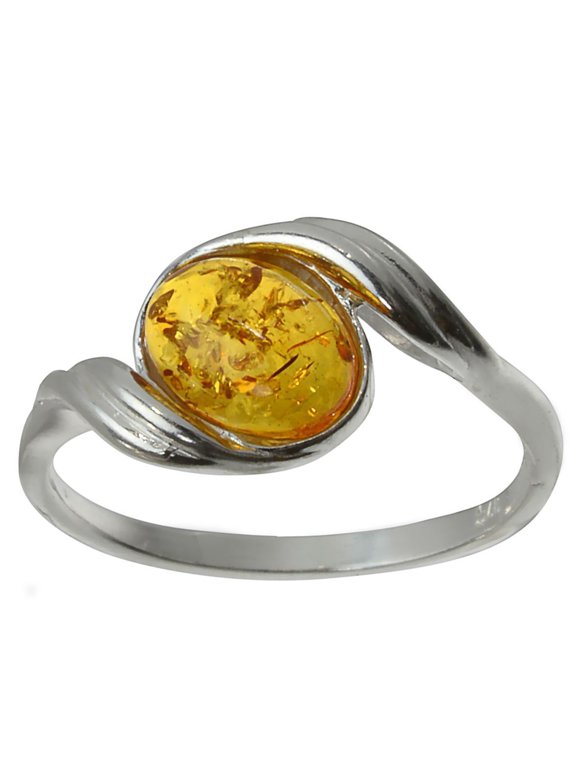 "Estelle" Baltic Honey Amber Ring in Sterling Silver