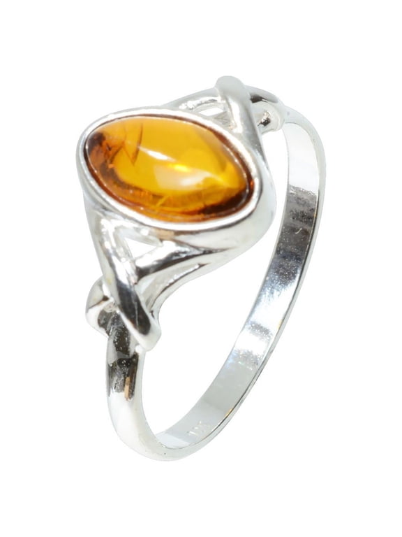 "Faith" Baltic Honey Amber Ring in Sterling Silver