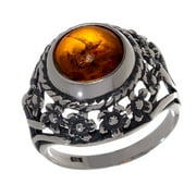 HOLIDAYGIFTSHOPS Sterling Silver and Baltic Honey Amber Ring "Meadow"