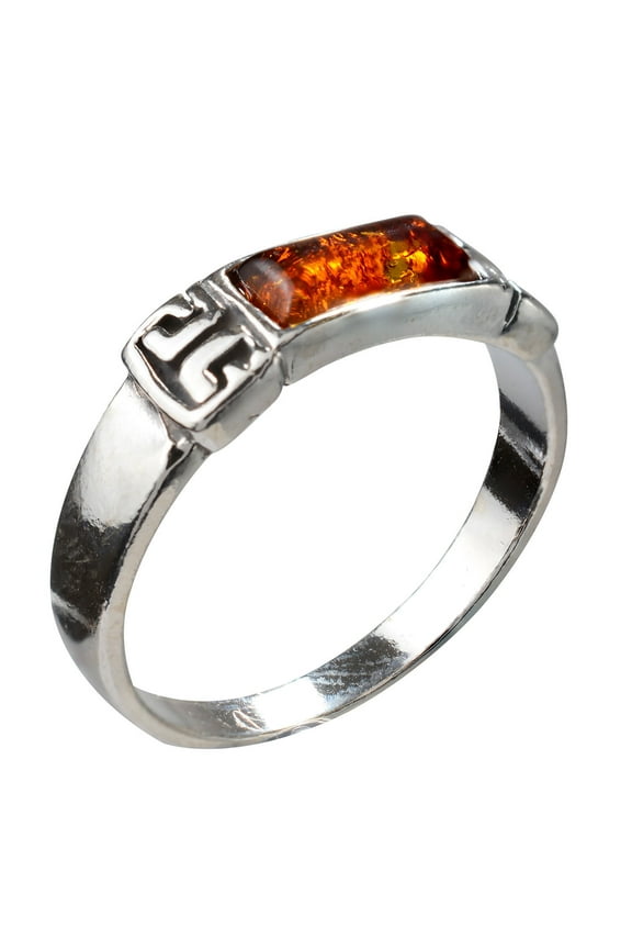 Sterling Silver and Baltic Honey Amber Ring "Petra"
