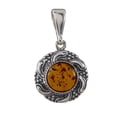 thumbnail image 1 of Sterling Silver and Baltic Honey Amber Round Pendant, 1 of 5
