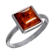 Sterling Silver and Baltic Honey Amber Sun Ring - Walmart.com