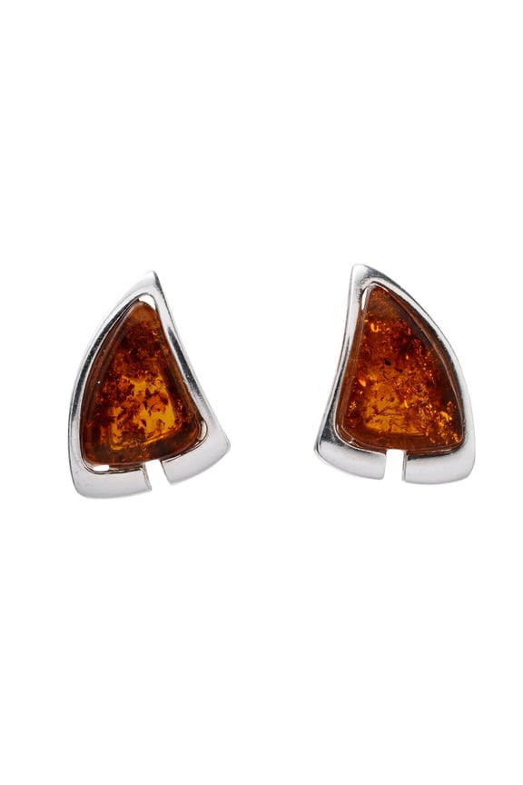 "Hailee" Baltic Honey Amber Stud Earrings in Sterling Silver