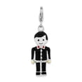 thumbnail image 1 of Amore La Vita Sterling Silver Rhodium-plated w/ Lobster Clasp Black Enamel Groom Charm, 1 of 3