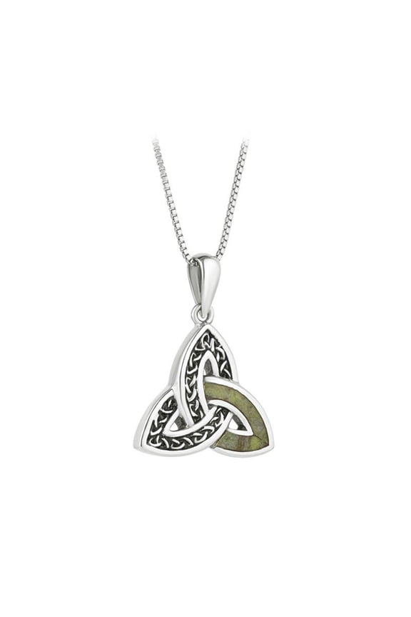 Sterling Silver and Connemara Marble Trinity Knot Necklace