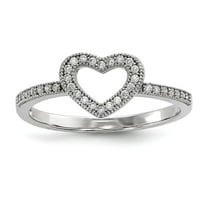 Sterling Silver and Cubic Zirconia Brilliant Embers Heart Ring - Size 7