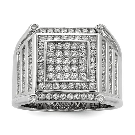 Sterling Silver and Cubic Zirconia Brilliant Embers Mens Ring - Size 10