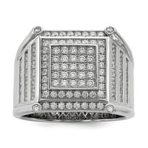 Sterling Silver and Cubic Zirconia Brilliant Embers Mens Ring - Size 10