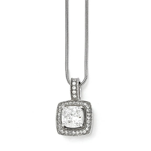 Sterling Silver and Cubic Zirconia Brilliant Embers Necklace - 18 Inch