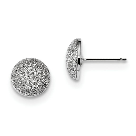 Sterling Silver and Cubic Zirconia Brilliant Embers Post Earrings - Measures 9.5x9.5mm Wide