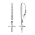 thumbnail image 1 of Sterling Silver and Genuine Diamond 1/10 cttw Cross Drop Earring, 1 of 4