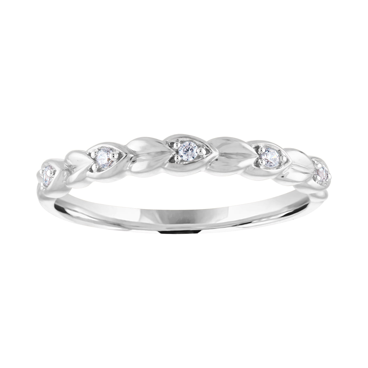 Sterling Silver and Genuine Diamond Accent Stackable Heart Ring