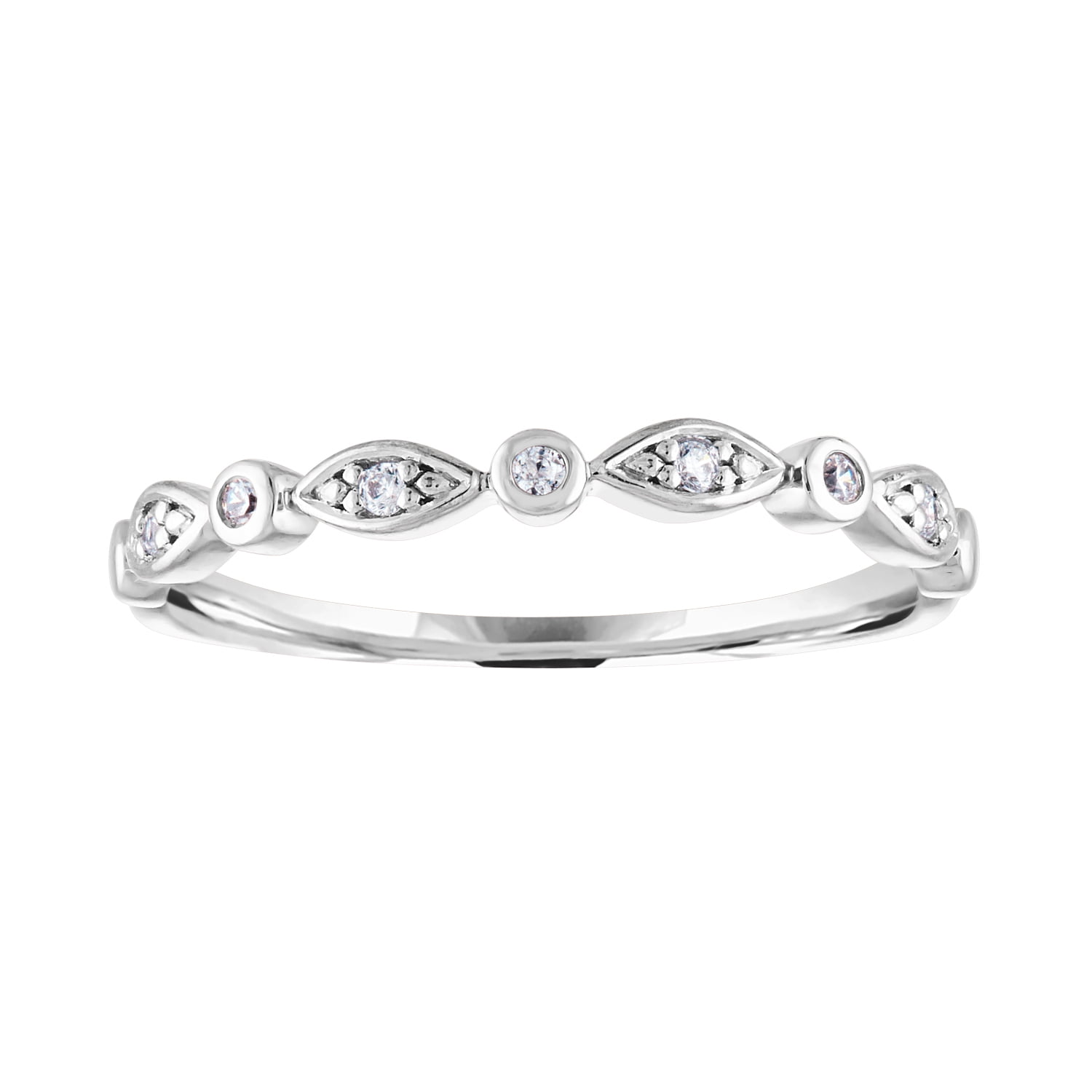 Brilliance Fine Jewelry Women's Sterling Silver and Natural Diamond Accent Stackable Ring