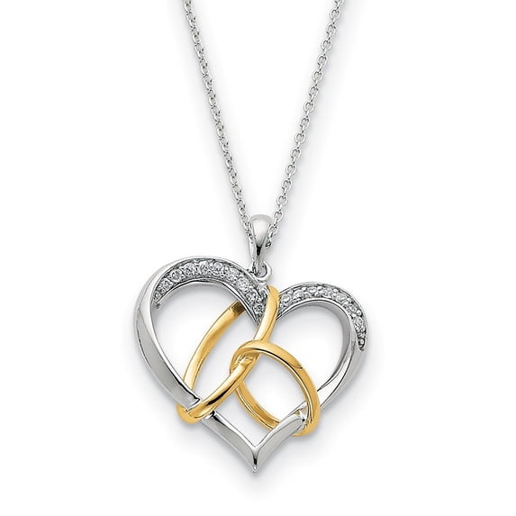 Sterling Silver and Gold-Flashed Cubic Zirconia To Have And To Hold 18inch Necklace
